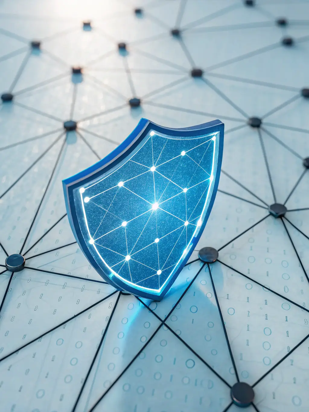 A digital shield icon representing cybersecurity protection on a computer screen, symbolizing Techvix's cybersecurity help.